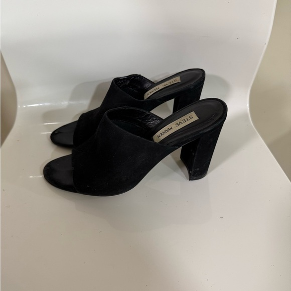 Steve Madden Black Mules Sleek Minimalist Design - Picture 2 of 6